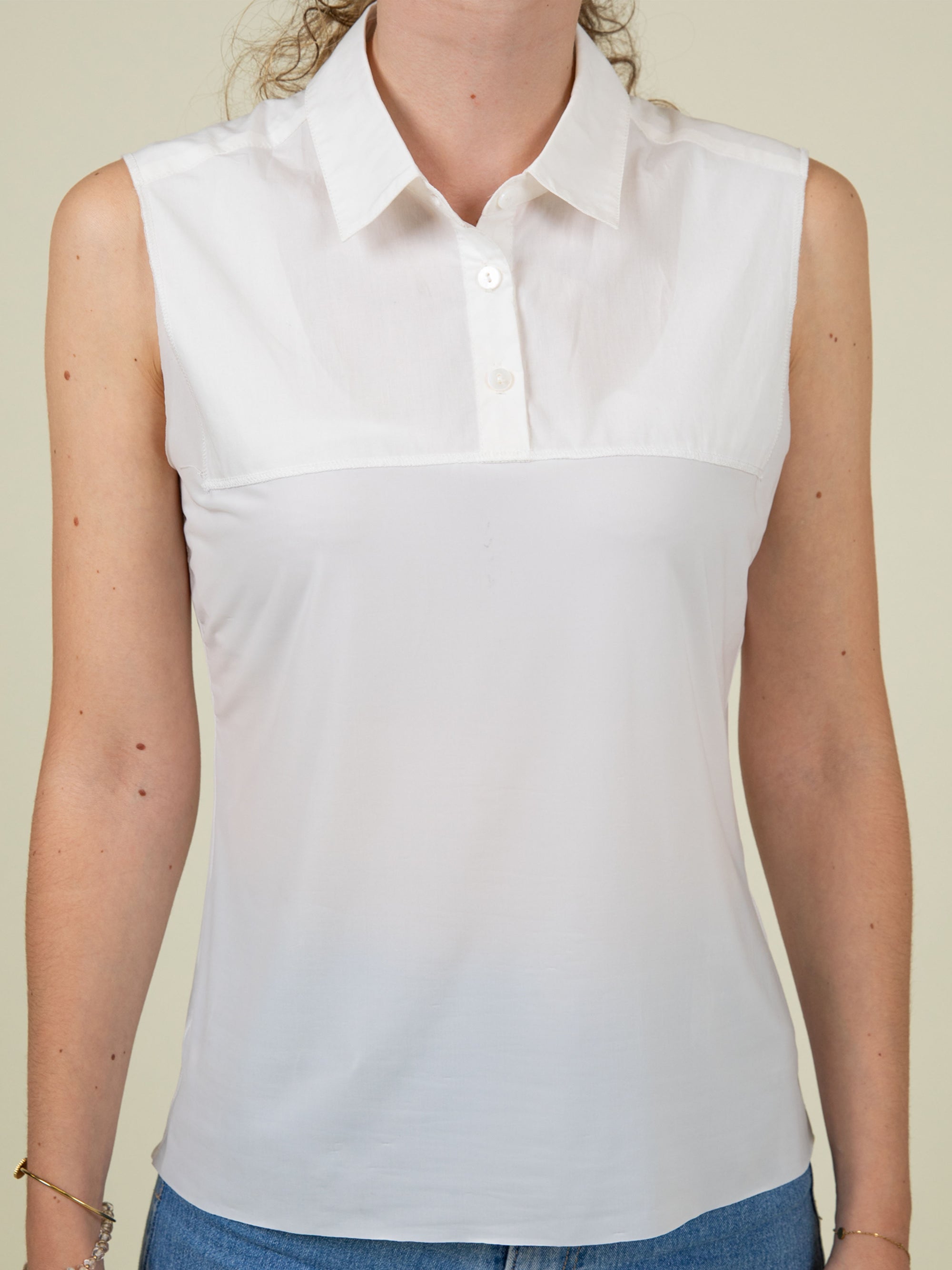 Louise Invisible Vest Top with Shirt Collar
