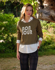 2-in-1 Shirt Jumper - PAOLA in Khaki