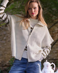 Zip-up Cardigan - PERLA in Ecru