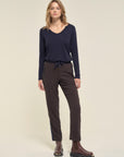 Monogram Trousers on Chocolate and Navy Size 8