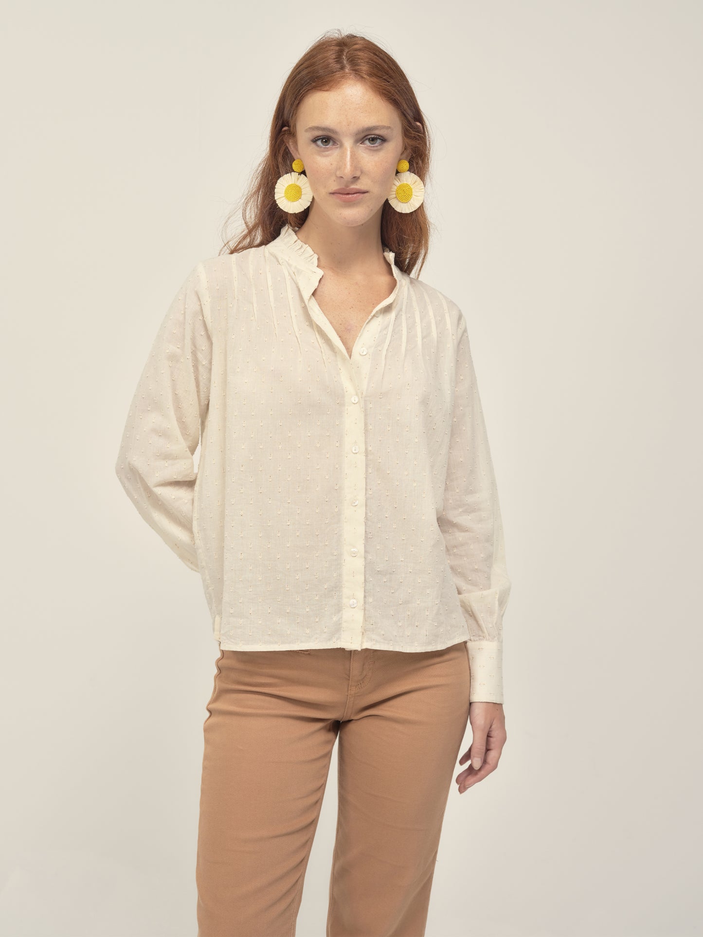 Pleated Blouse in Ivory