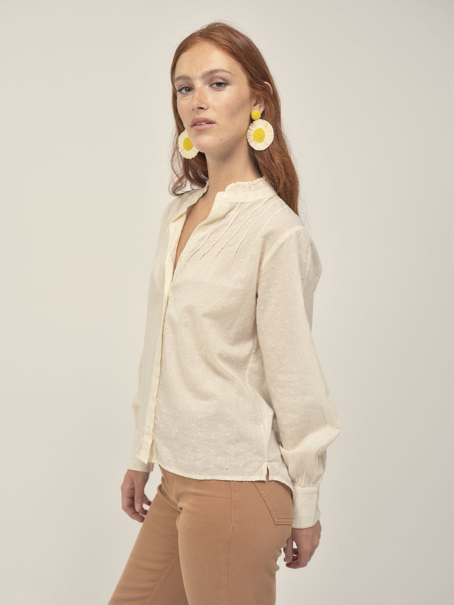 Pleated Blouse in Ivory