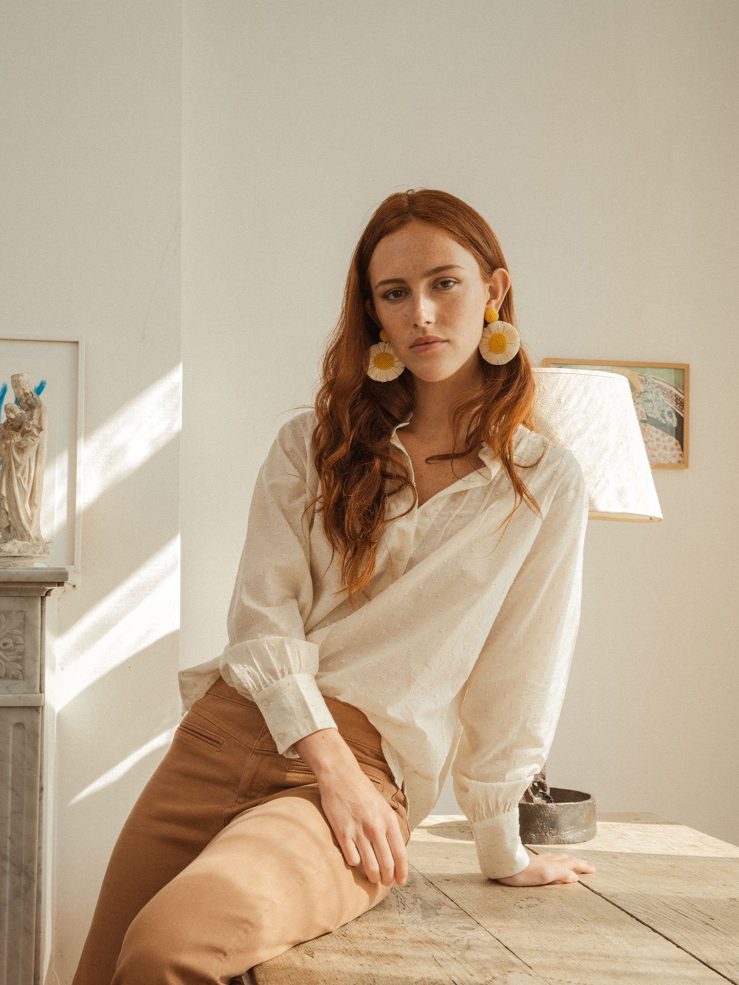 Pleated Blouse in Ivory