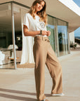 Wide leg trousers in Putty Size 12