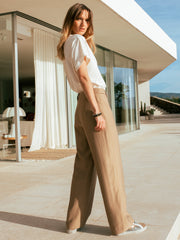 Wide leg trousers in Putty
