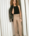 Wide leg trousers in Putty Size 12