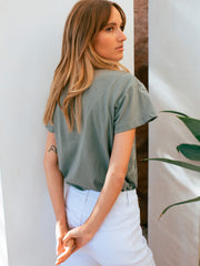 Embroidered t-shirt in Olive Green