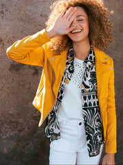 Faux suede jacket in sunflower yellow