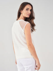 Macramé shoulder t-shirt in white