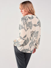 Palm print blouse in Olive