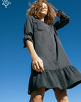 Tencel shirt dress with sequin collar in Indian ink colour Size 12