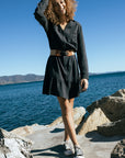 Tencel shirt dress with sequin collar in Indian ink colour Size 12
