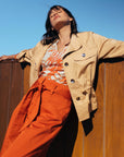Drawstring Waist Utility Jacket in Sand Size 10