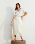 Long Satin Skirt in Ivory Size 6