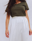 Long Satin Skirt in Ivory Size 6