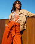 Drawstring Waist Utility Jacket in Sand Size 10