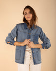Denim Jacket with Pockets in Light Denim