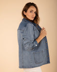 Denim Jacket with Pockets in Light Denim
