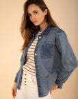 Denim Jacket with Pockets in Light Denim