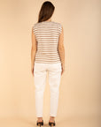 Cream and Brown Striped T-Shirt