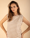Cream and Brown Striped T-Shirt