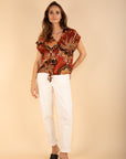 Tie-front Blouse in Terracotta