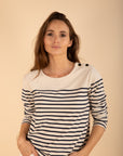 Long Sleeve Breton Shirt with Navy Stripe