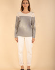 Long Sleeve Breton Shirt with Navy Stripe