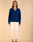 Polo Collar Jumper in Cobalt