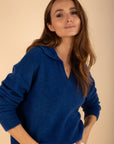 Polo Collar Jumper in Cobalt