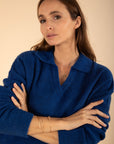 Polo Collar Jumper in Cobalt