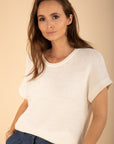Short-Sleeved Jumper in Ecru