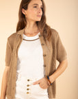 Polo Collar Shirt Knit in Caramel