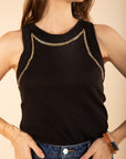 Beaded Tank Top in Black