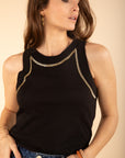 Beaded Tank Top in Black