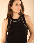Beaded Tank Top in Black