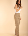 ROMY Striped Straight Trousers in Hazelnut Size 12, 14, 18