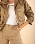 ROMY Striped Straight Trousers in Hazelnut Size 12, 14, 18