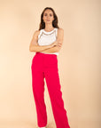 Plain Straight Trousers in Fuschia
