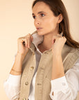 Sleeveless Canvas Jacket in Latte