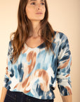 Printed V-Neck Jumper