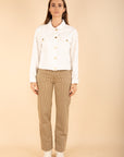 ROMY Striped Straight Trousers in Hazelnut Size 12, 14, 18