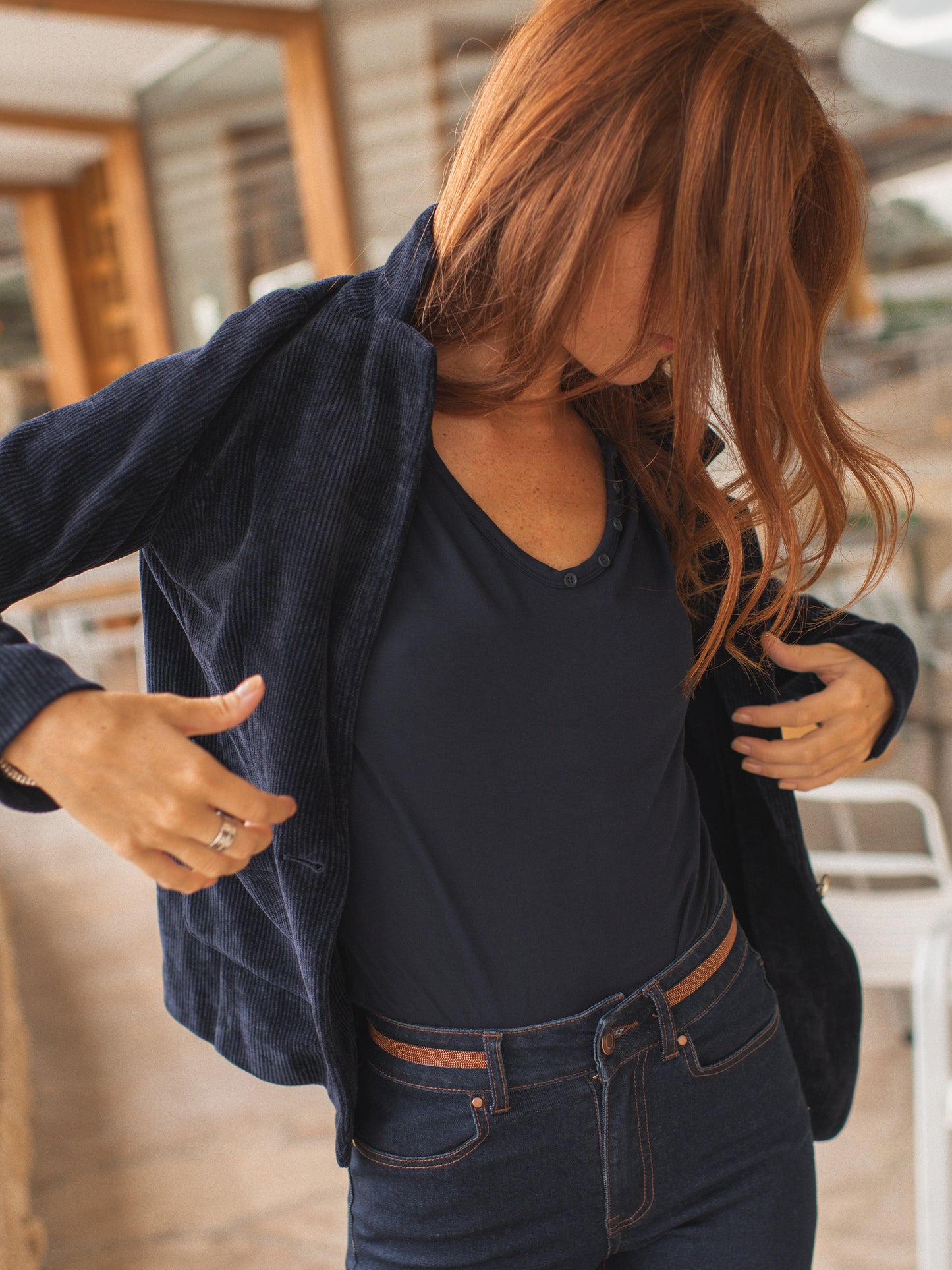 Velvet Cord Jacket in Midnight Blue