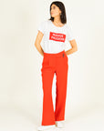 Asymmetrical Belt Trousers in Ruby Size 8, 14