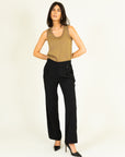 Asymmetrical Belt Trousers in Black Size 12