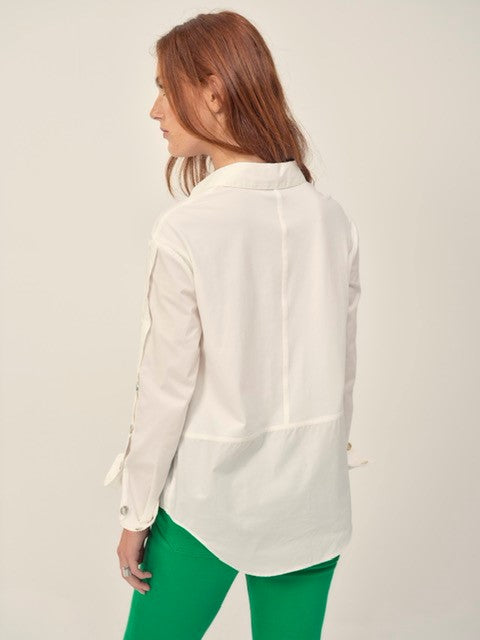 Bi Material Shirt in White