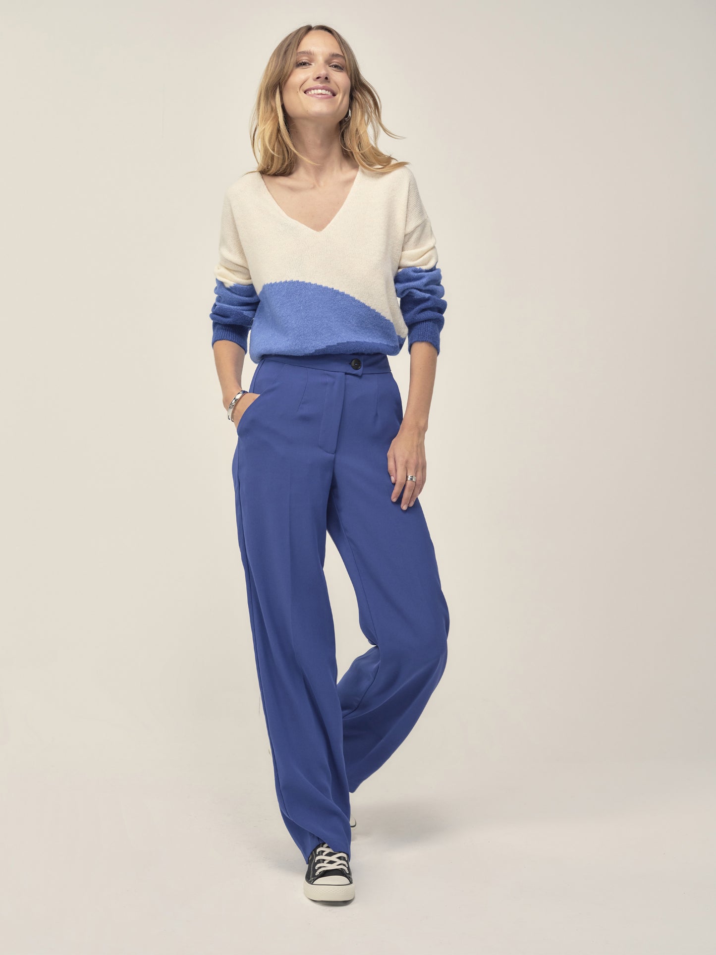 Wide Leg Blue Floaty Trousers