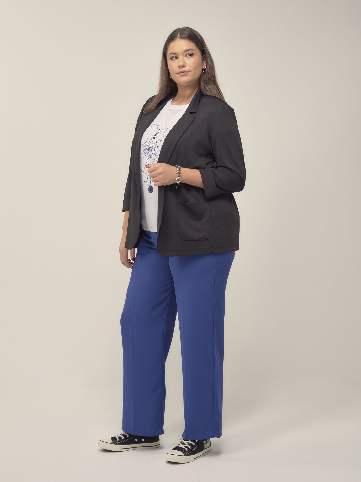 Wide Leg Blue Floaty Trousers