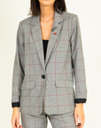Checked Blazer in Grey Size 16
