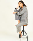 Checked Blazer in Grey Size 16
